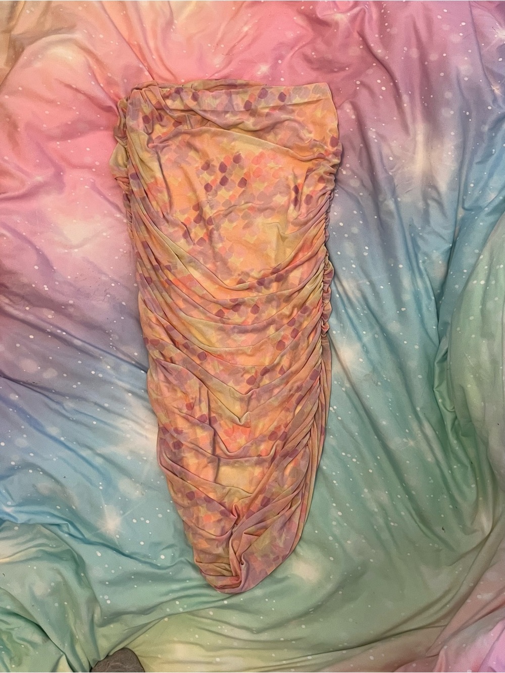 Sage Strapless Ruched Pastel Multicolor Mermaid dress